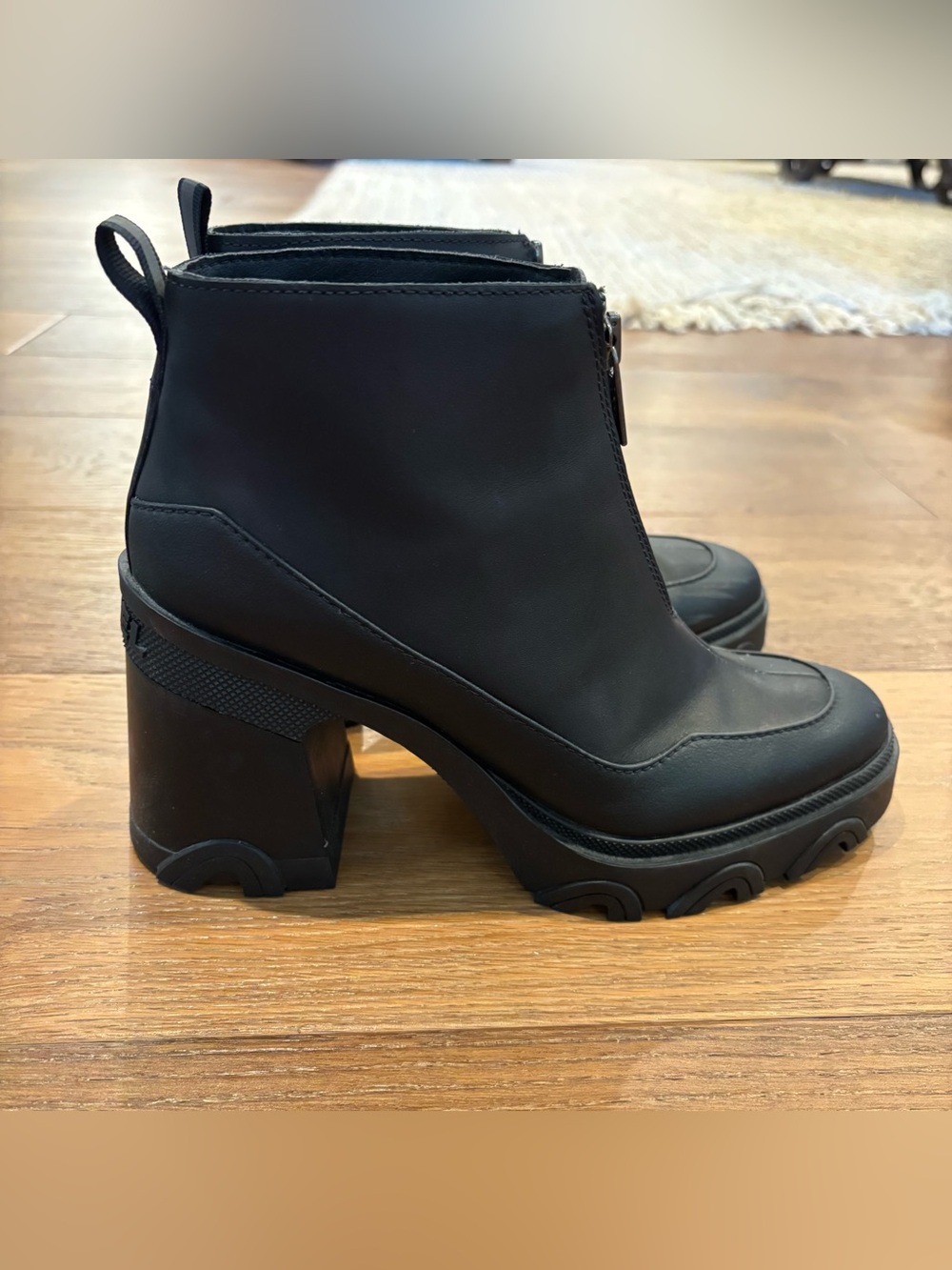 SOREL Womens Brex Heel Zip Bootie US 8.5 EU 39.5 Black Leather Waterproof